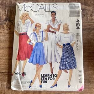 Vintage McCall's Easy To Sew Size 6, 8, 10 Tall Misses 2 skirts Uncut Pattern